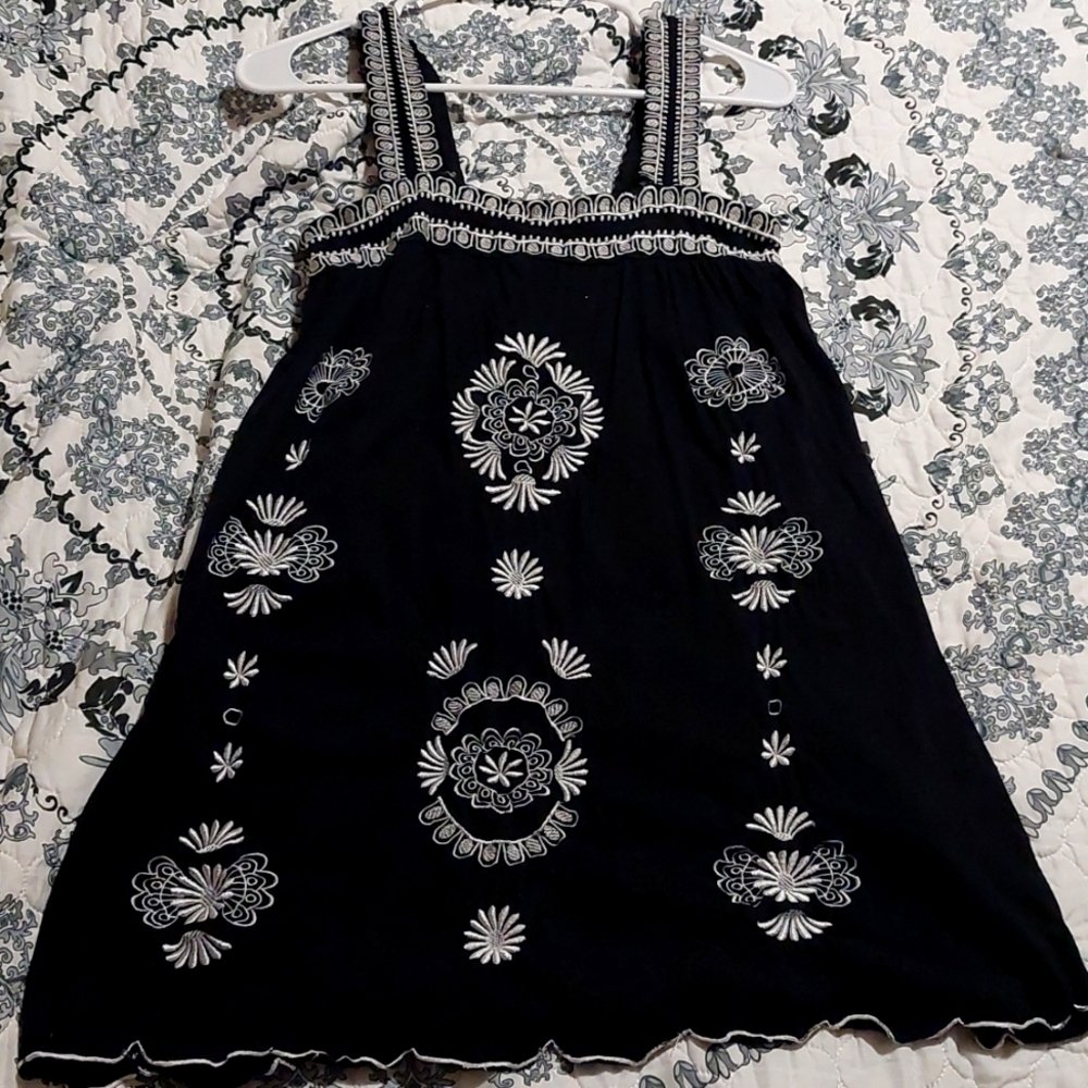 Embroidered Black Dress